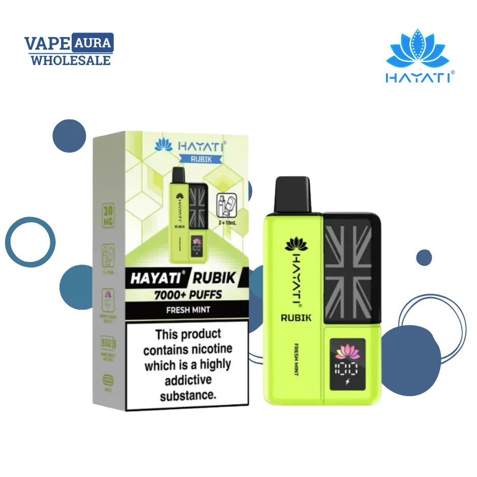 hayati rubik 7000 puffs box of 5 Hayati Rubik 7000 Box of 5 – Swappable Prefilled Pod Kit