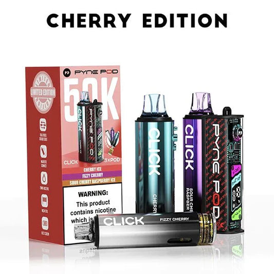 Pyne Pod Click 50k Prefilled Pod Vape Kit Box of 5 - Cherry Edition at UK Vaper Wholesale