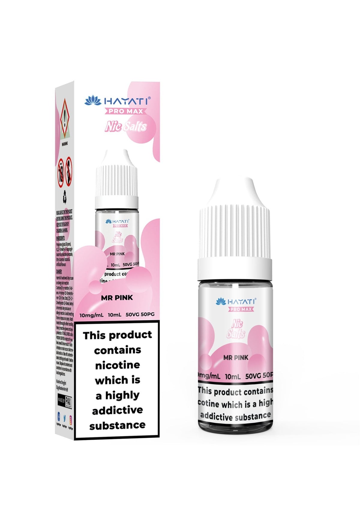 Hayati Pro Max Nic Salt 10ml Box of 10 - Mr Pink - vapeukwholesale