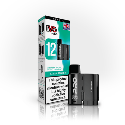IVG Pro 12 Prefilled Vape Pods Box of 5, Classic Menthol Flavour 