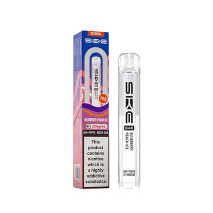 SKE Bar 600 Prefilled Pod box of 10 in Blueberry Peach Ice at UK Vaper Wholesale